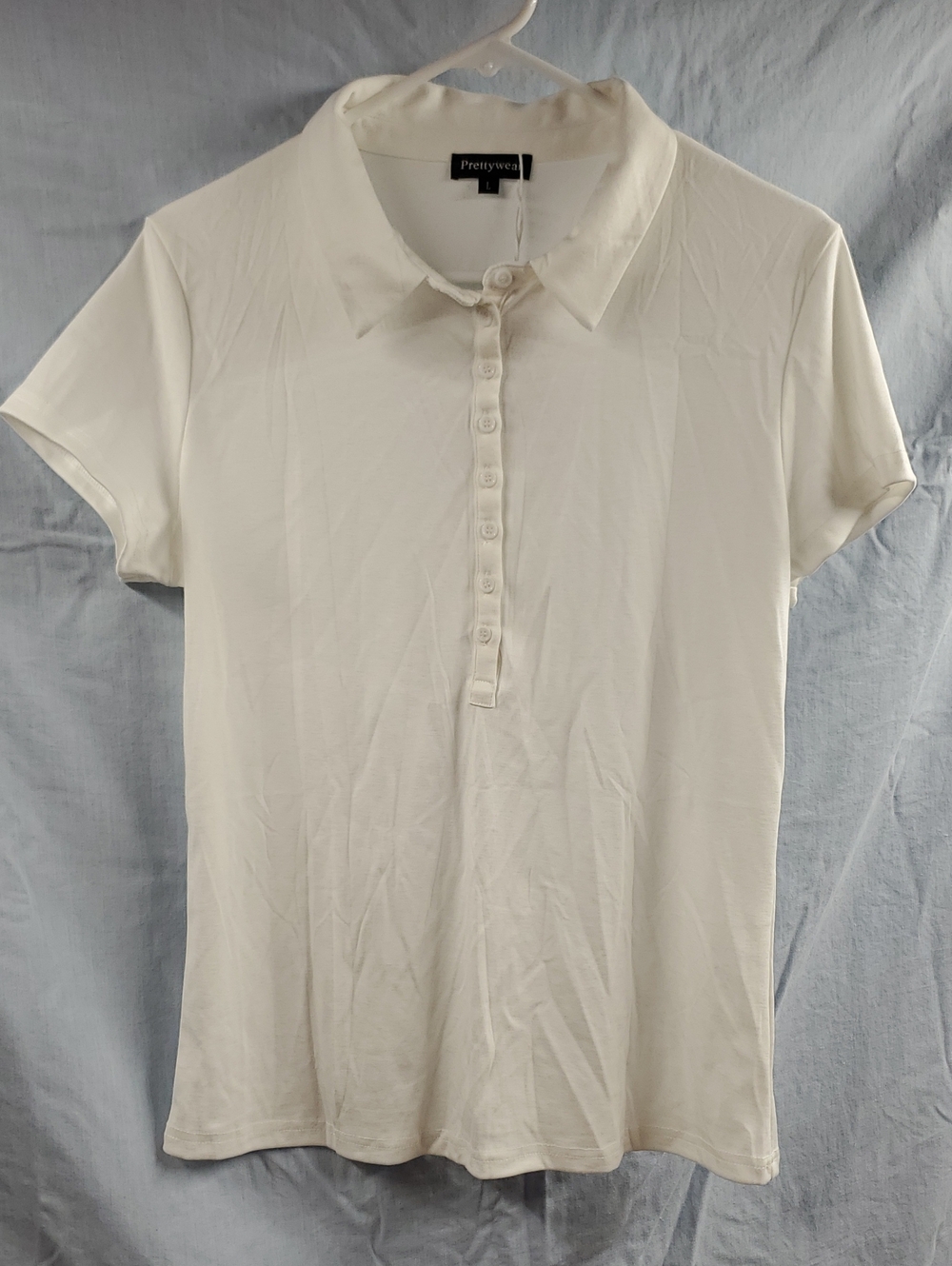 Pretty Wear White Short-Sleeve Button Polo